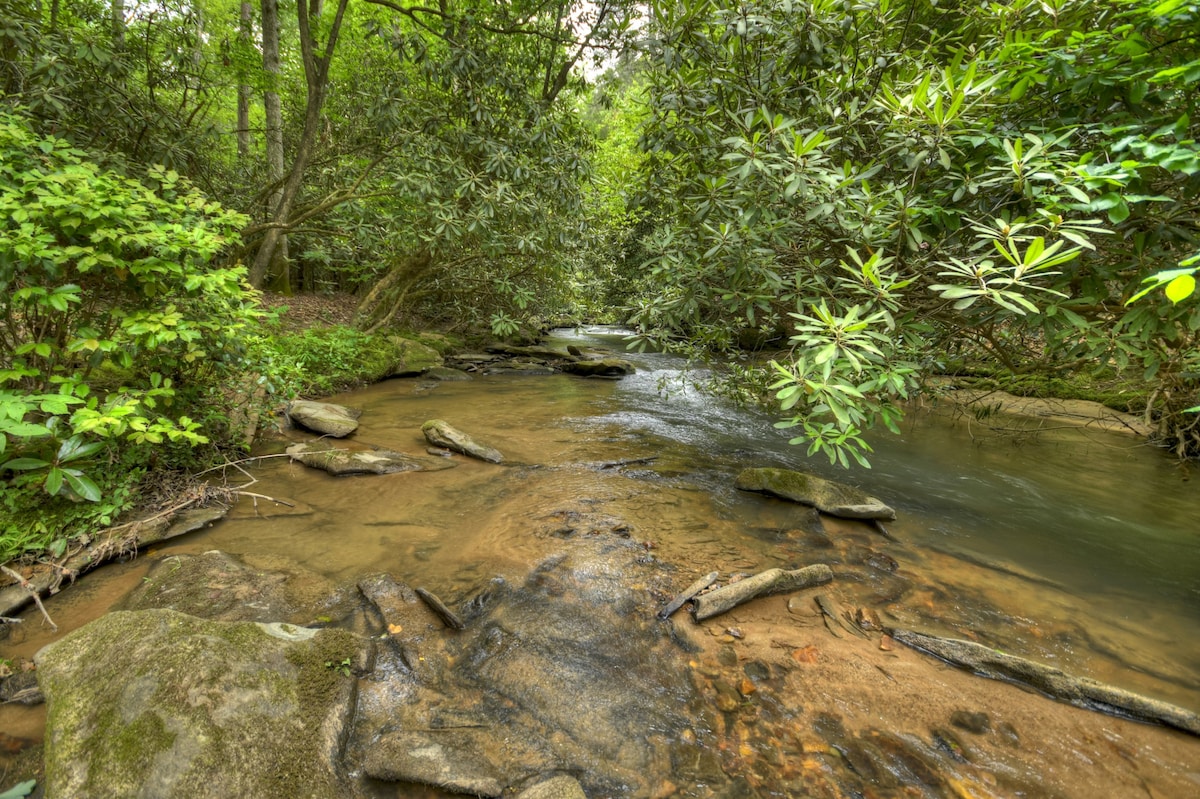 Rocky section of creek by At Water's Edge cabin