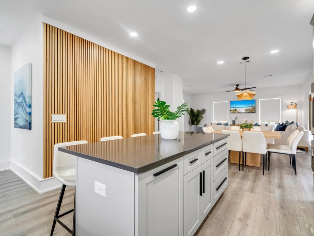 White kitchen and island inside Sea-N-Double
