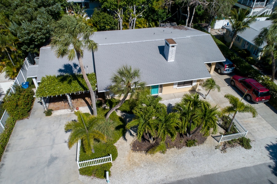 Palm Haven property and palm-lined neighborhood from above