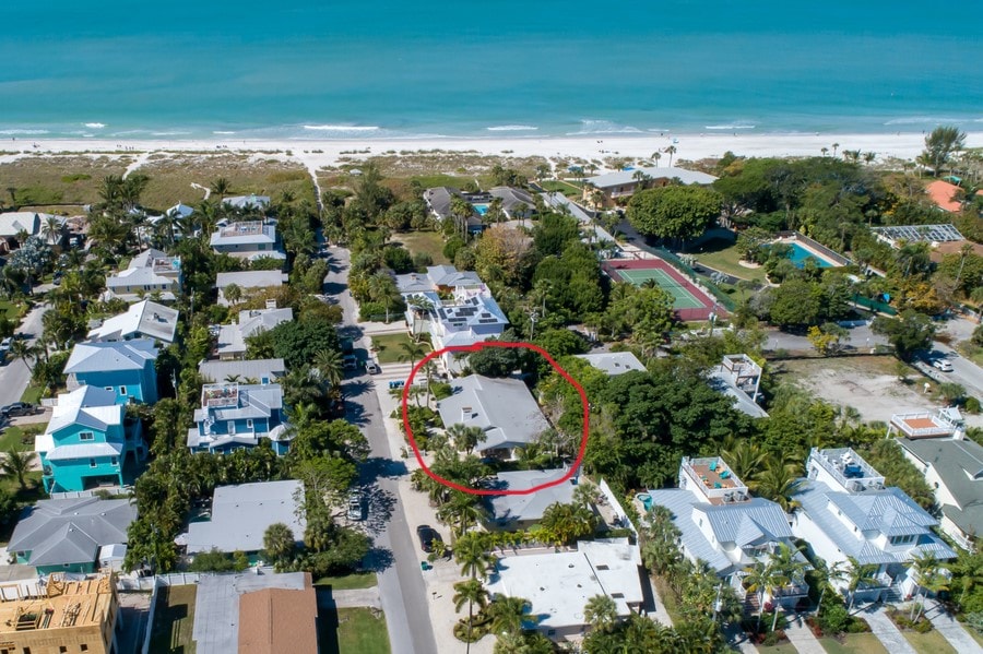 Aerial view from Palm Haven toward the Gulf shoreline