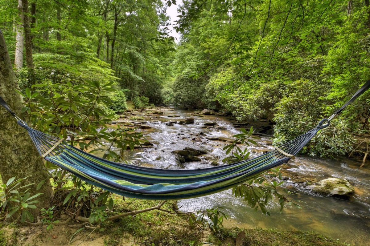 Hammock above the creek near At Water's Edge cabin