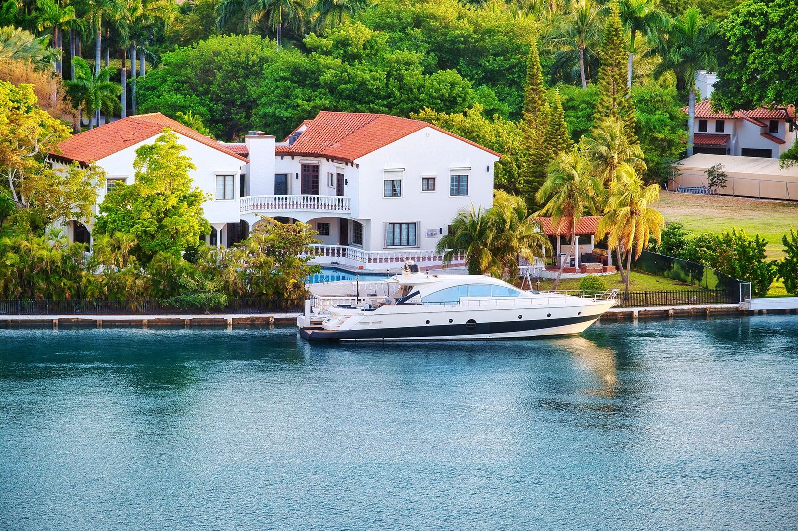 Waterfront Florida villa with a dock